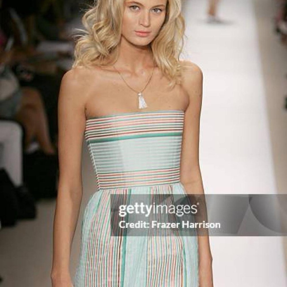 Atil Kutoglu 2007 NYFW Runway Silk Corset Dress Striped Mint Green Y2K Rare 6